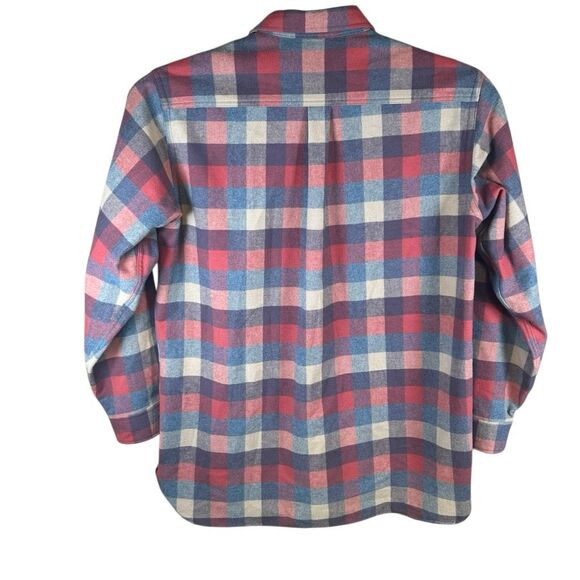 LL Bean Chamois Cloth Flannel Shirt Large Tall (LT) Heavy Fall Orange and Black - Picture 2 of 6